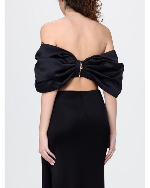 Elisabetta Franchi Black Crepe Cropped Top