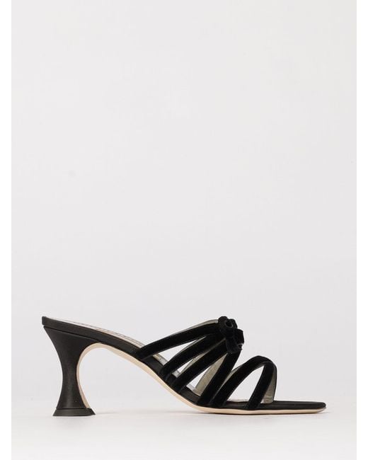 Manolo Blahnik White Clementel Satin And Velvet Mules With Bow