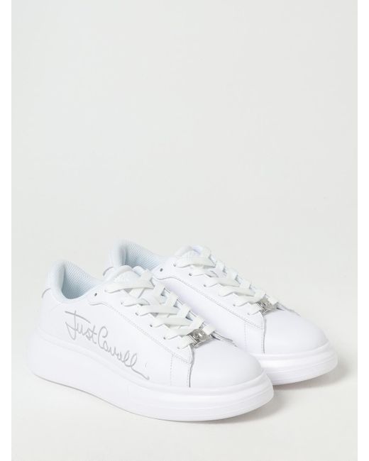 Just Cavalli White Platform Sneakers Signature Logo