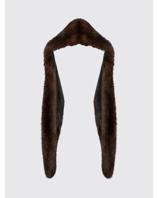 Liviana Conti Black Rectangular Faux Fur Scarf