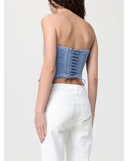 Elisabetta Franchi Blue Denim Corset Top