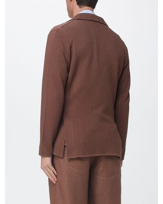 Lardini Brown Single-Breasted Cotton Blend Blazer for men
