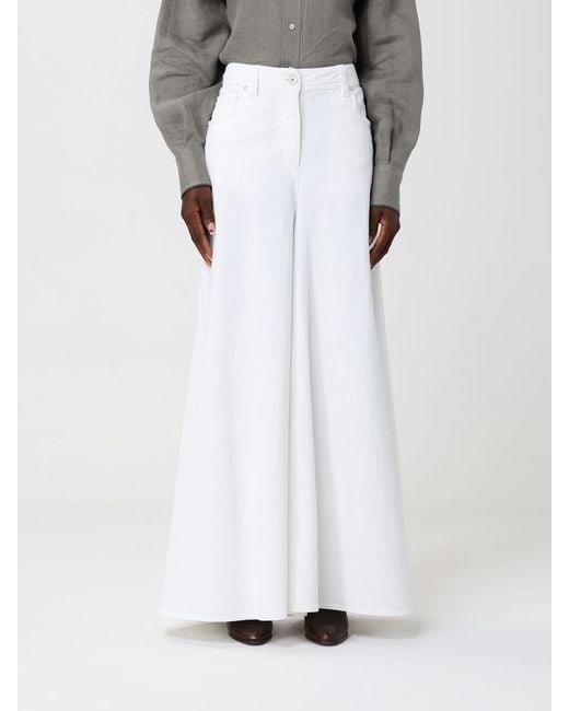 Brunello Cucinelli White Flared Stretch Denim Jeans