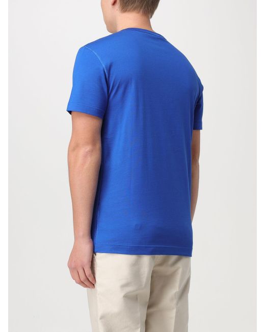 T-shirt in cotone con placca logo di Dolce & Gabbana in Blue da Uomo
