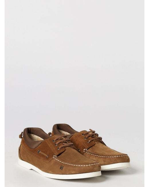 Woolrich Brown Suede Boat Loafers for men