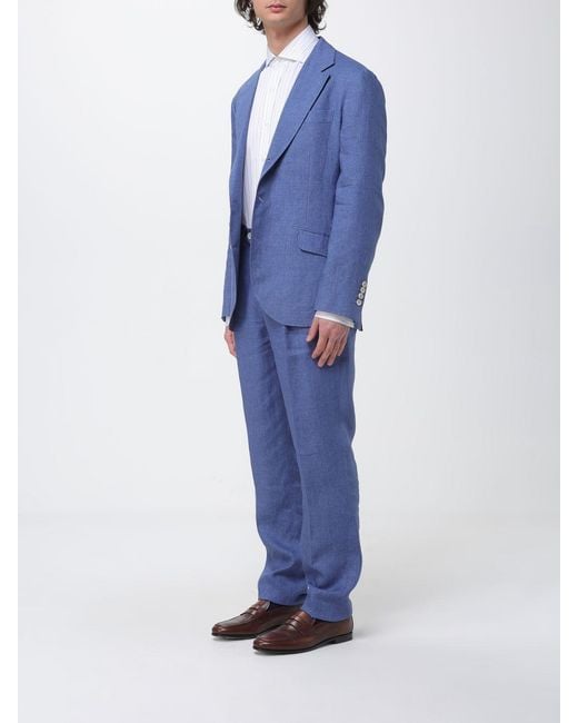 Brunello Cucinelli Blue Single Breasted Linen Dress for men