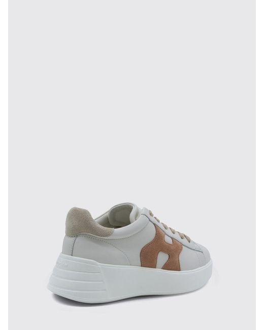 Hogan White Rebel Nappa Leather Sneakers