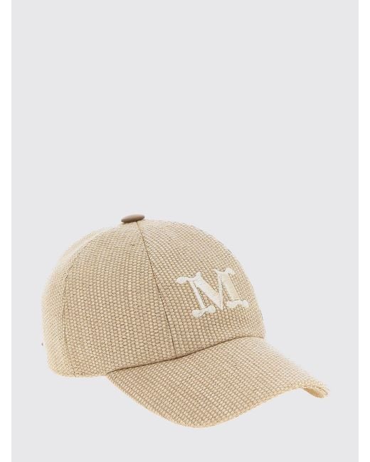 Max Mara Natural Cotton Blend Baseball Cap With Logo