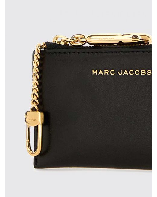 Marc Jacobs Black Leather Card Holder With A Zip Closure And Four Card Slots