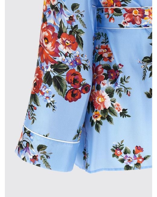 Dolce & Gabbana Blue Dolce &Amp Gabbana Silk Shirt With Floral Print