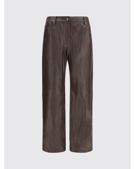 Magda Butrym Brown High-Waisted Smooth Leather Straight Trousers