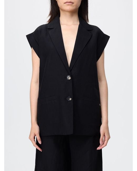 Liu Jo Black Single-Breasted Viscose Blend Vest