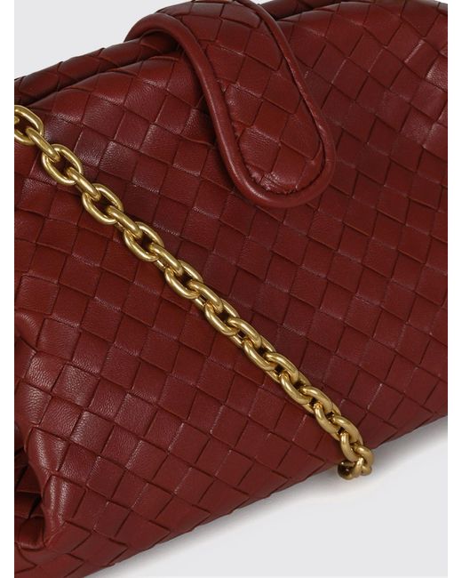 Bottega Veneta Red Lauren 1980 Intrecciato Lambskin Clutch With Strap