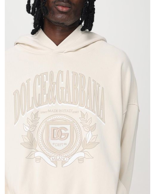 Felpa Con Cappuccio Con Ricamo di Dolce & Gabbana in White da Uomo