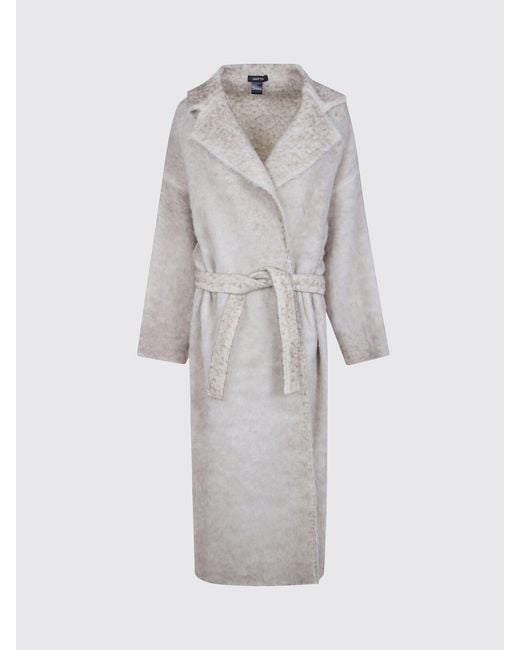 Avant Toi White Alpaca Wool Dressing Gown Coat With Hood And Waist Belt