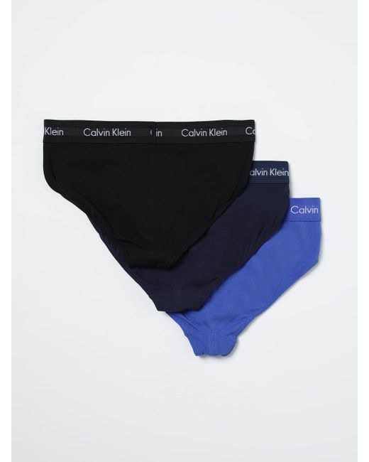 Set 3 slip in cotone stretch di Calvin Klein in Blue da Uomo
