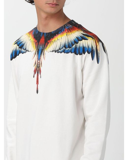 Felpa A Girocollo Stampata di Marcelo Burlon in White da Uomo