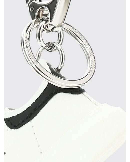 McQueen White Sneakers Leather And Metal Keychain for men