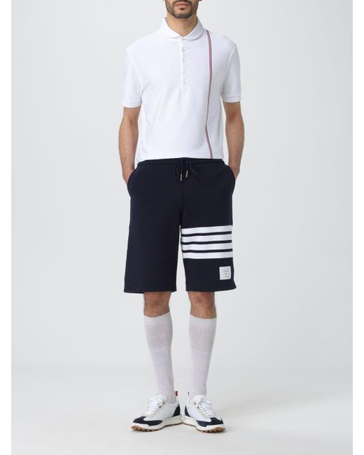 Polo in cotone con Flag logo di Thom Browne in White da Uomo