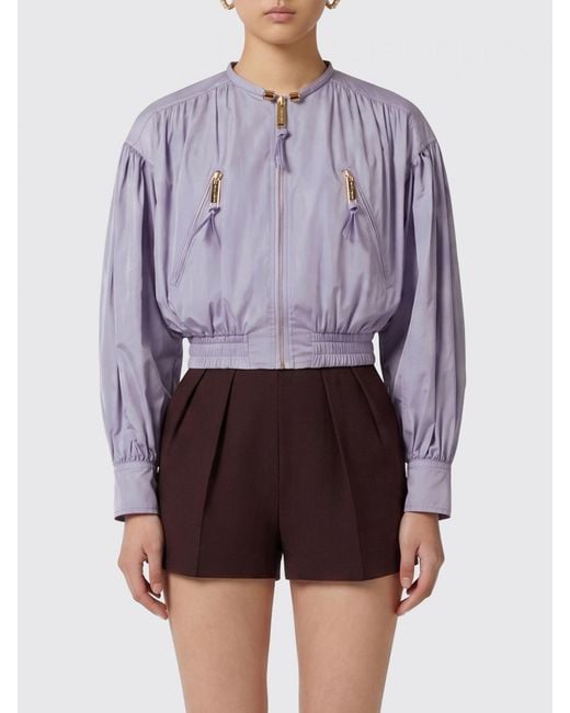 Elisabetta Franchi Purple Technical Fabric Bomber Jacket