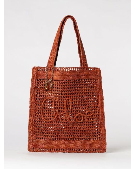 Chloé Red ChloÉ Summer Banana Crochet Raffia Bag