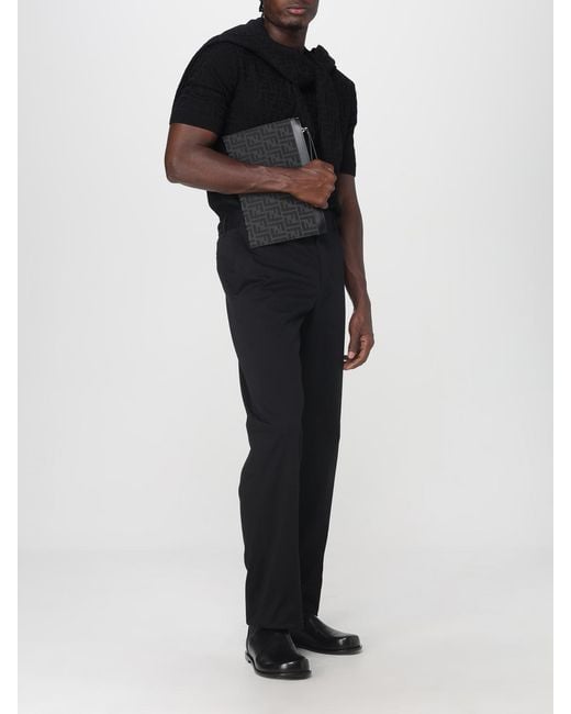 Fendi Black Cashmere Pullover With Monogram Motif for men
