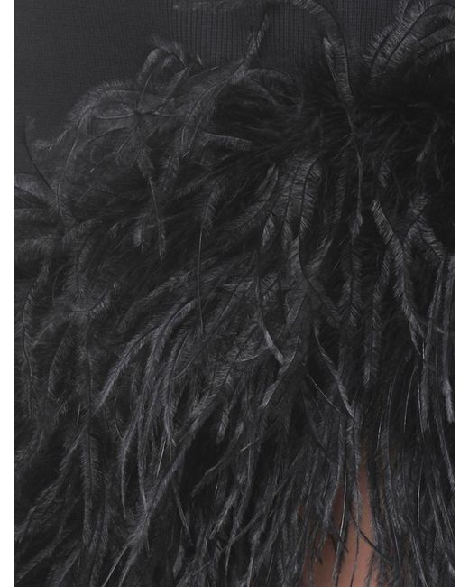 The Attico Black Cotton Dress With Feathers