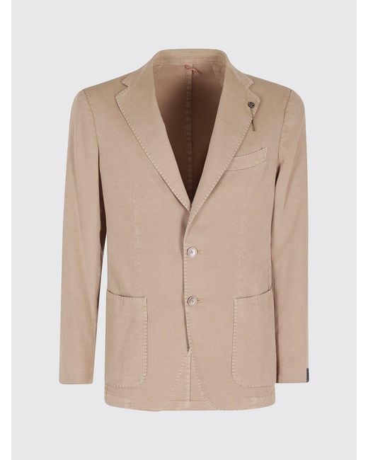 Santaniello Natural Cotton Single-Breasted Blazer for men