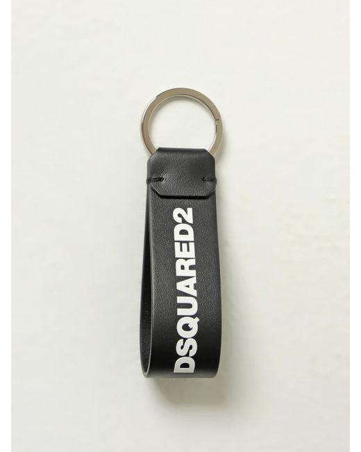 DSquared² Black Leather Credit Card Holder And Key Ring Set for men