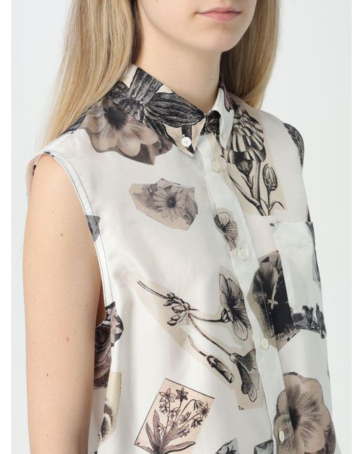 Camicia in seta con stampa floreale di Marni in Natural