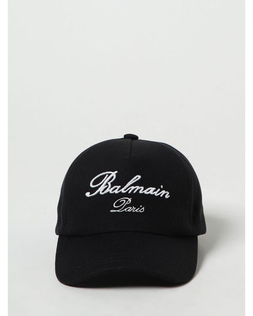 Cappello da baseball in cotone con logo di Balmain in Black da Uomo
