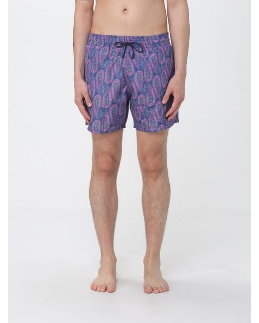 Etro Blue Polyester Swimsuit With Paisley Print for men