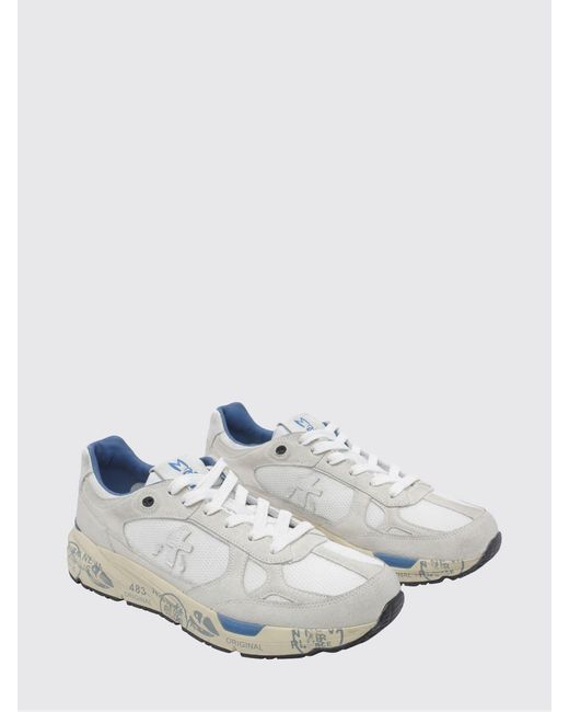 Premiata White Mase Suede And Mesh Sneakers for men