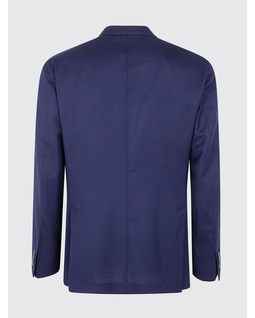 Boglioli Blue Single-Breasted Pure Wool Blazer With Patch Pockets for men