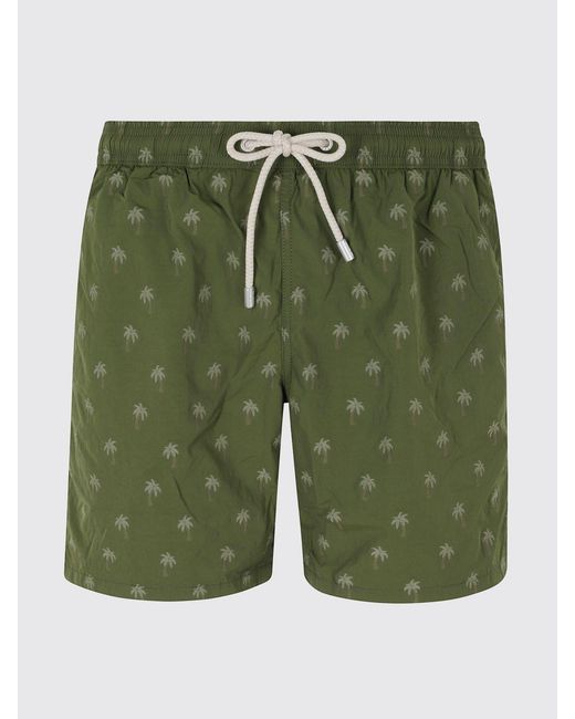 Mc2 Saint Barth Green Graphic Print Swim Shorts With Drawstring Waist for men