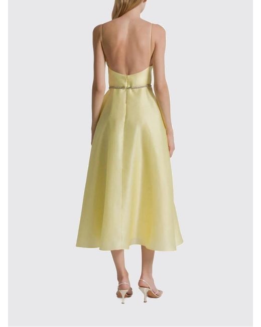 Alberta Ferretti Yellow Silk Organza Midi Dress