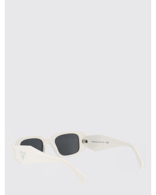 Prada White Acetate Sunglasses With Logo