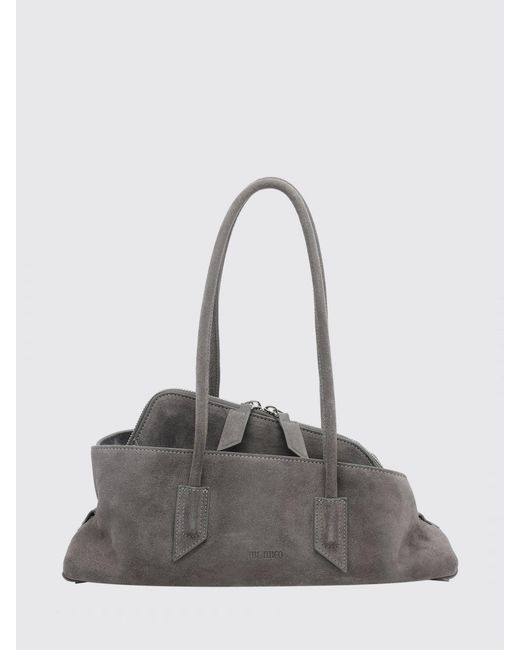 The Attico Gray La Passeggiata Asymmetrical Suede Calfskin Shoulder Bag