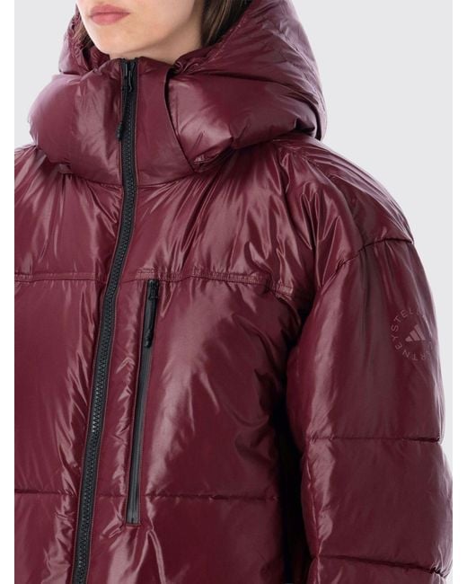 Adidas By Stella McCartney Red Short Hooded Puffer Jacket