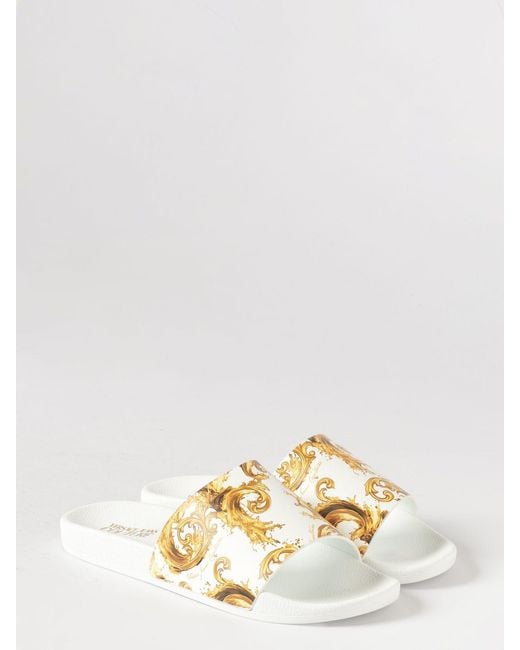 Versace Jeans Couture Metallic Baroque Print Rubber Sliders for men