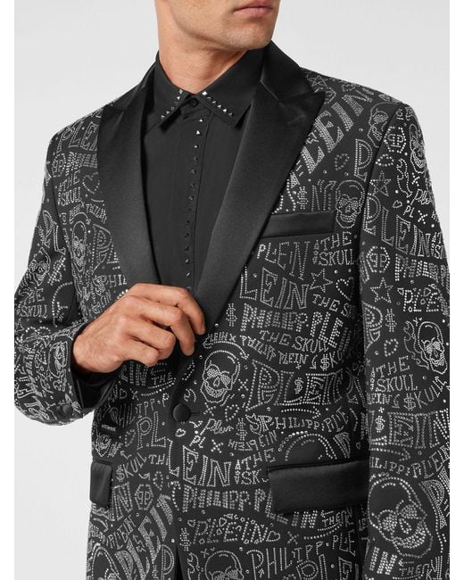 Philipp Plein Black Skull Single-Breasted Blazer for men