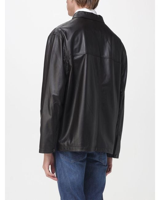 Emporio Armani Black Leather Jacket for men