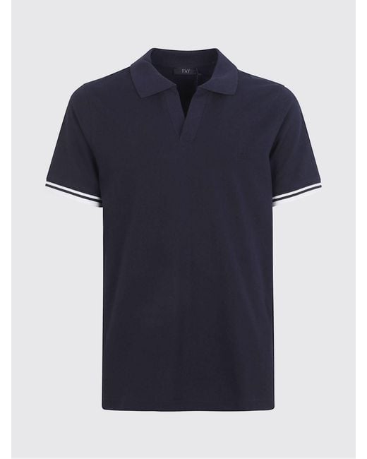 Fay Blue Basic Cotton Polo Shirt for men