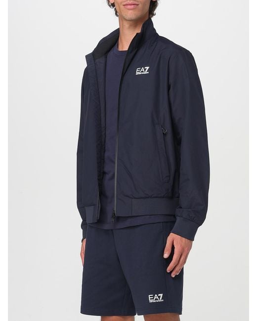 EA7 Blue Recycled Nylon Jacket for men