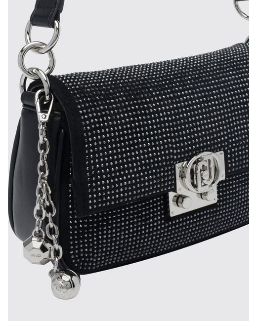 Liu Jo Black Small Polyester Shoulder Bag With Crystals And Decorative Charm