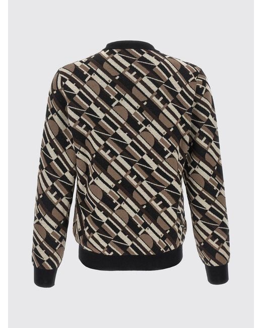 Fendi Black Wool Sweater With All-Over Logo for men