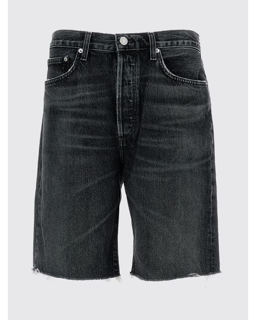 Agolde Blue Knee-Length Denim Shorts With Five-Pocket Design for men