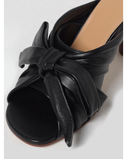J.W. Anderson Black Leather Bow Mules Mid Heel