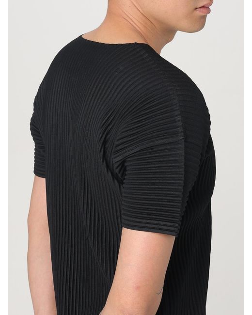 Homme Plissé Issey Miyake Black Pleated Short Sleeve Tshirt for men