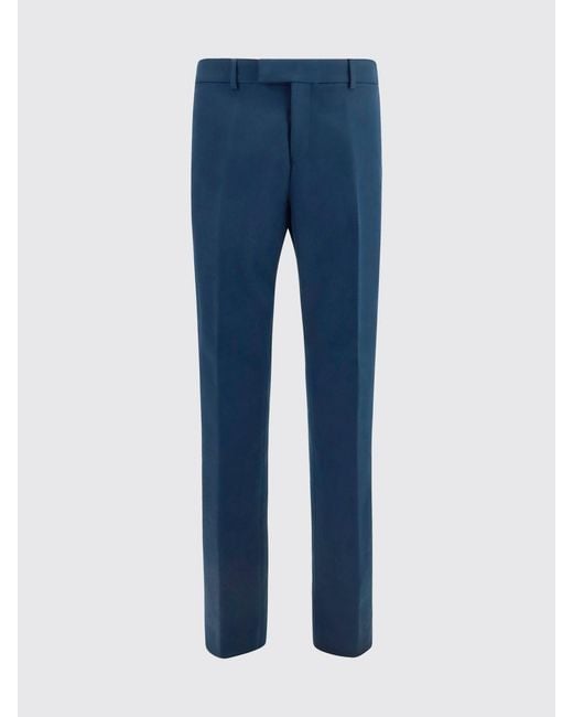 Ferragamo Blue Cotton And Cashmere Tailored Trousers for men